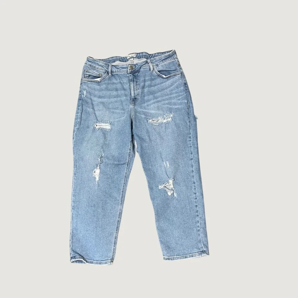 Ava & Viv Distressed Cropped Straight Leg Jeans 18W Grunge Streetwear‎ Y2K Edgy